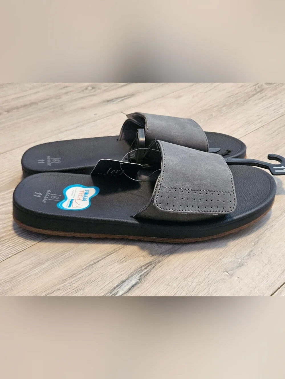Brand new with tags (NWT) George Men's Comfort Slide Sandals in Gray and Black.